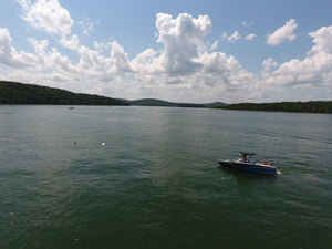 boat on the water at lake tenkiller near tahlequah Oklahoma